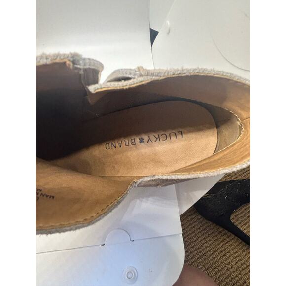 Lucky Brand Tan Neutral Wedge Bootie Leather Women's Size 9 Greige - Picture 2 of 8